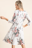 Floral 3/4 Sleeve Dress