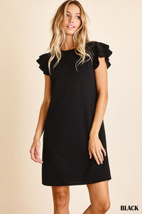 Ruffle Sleeve Dress - Black