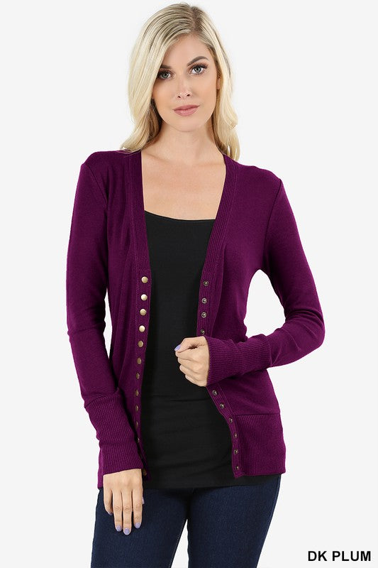 Snap Cardigan - Plum