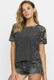 Distressed Camo Tee - Charcoal