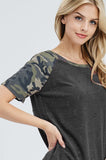 Distressed Camo Tee - Charcoal