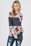 Floral Colorblock Top w/Pocket