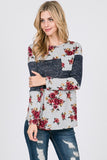 Floral Colorblock Top w/Pocket