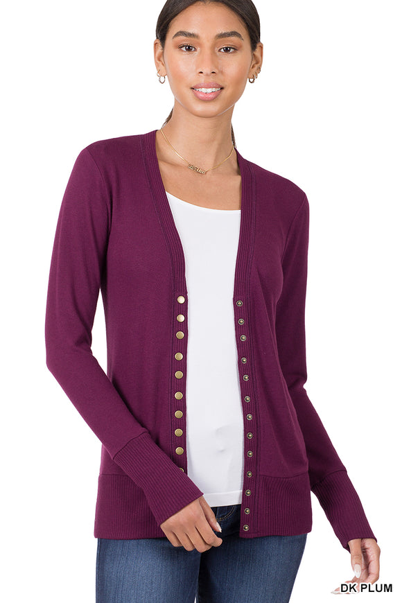 Snap Cardigan - Dark Plum