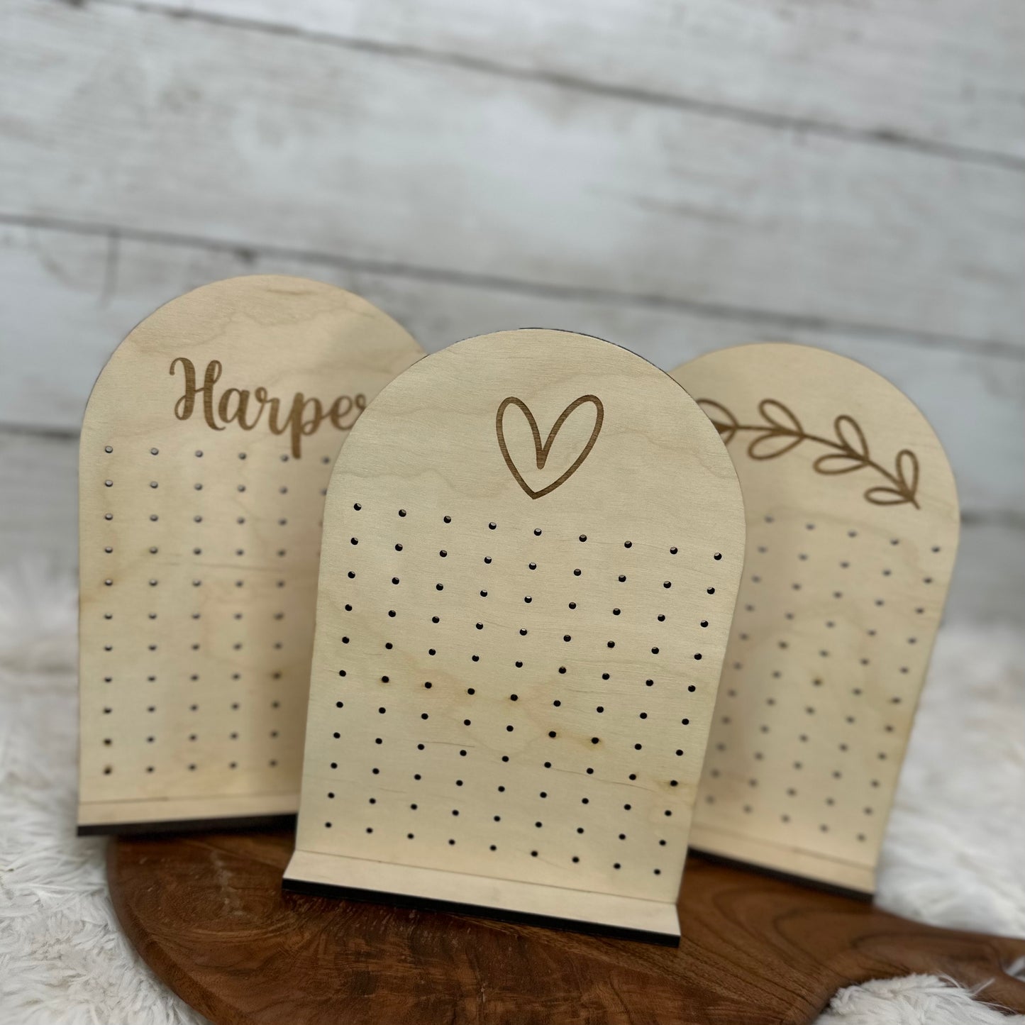 Personalized Earring Stand - Wood Base