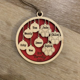 Family Ornament w/Pets - Red