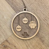 Family Ornament w/Pets - Walnut