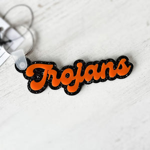 Trojans - School Spirit Glitter Acrylic Keychain