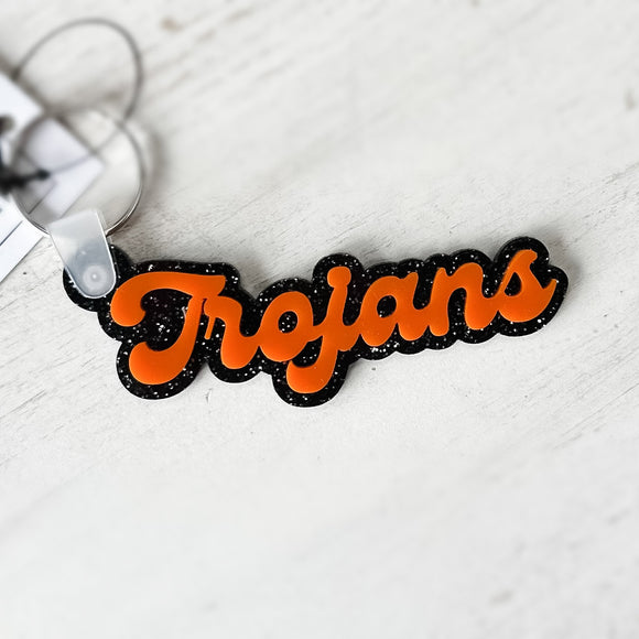 Trojans - School Spirit Glitter Acrylic Keychain