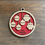 Family Ornament w/Pets - Red