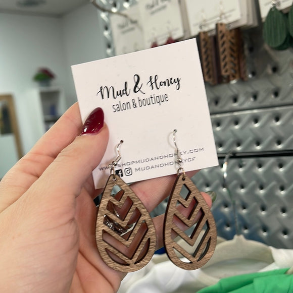 Wooden Chevron Earrings