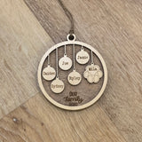Family Ornament w/Pets - Walnut