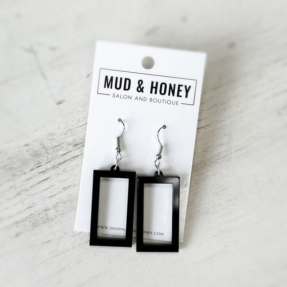 Black Rectangle - Acrylic Earrings