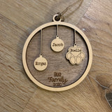 Family Ornament w/Pets - Walnut
