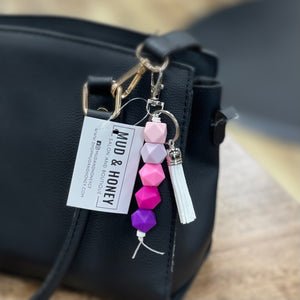 Silicone Bead Keychain - Pink Purple