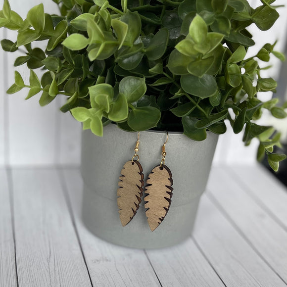 Wooden Leaf Earrings