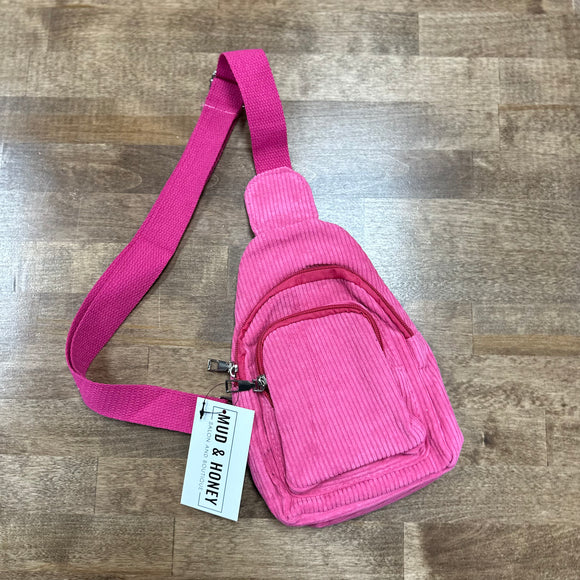 Corduroy Sling Bag - Bright Pink