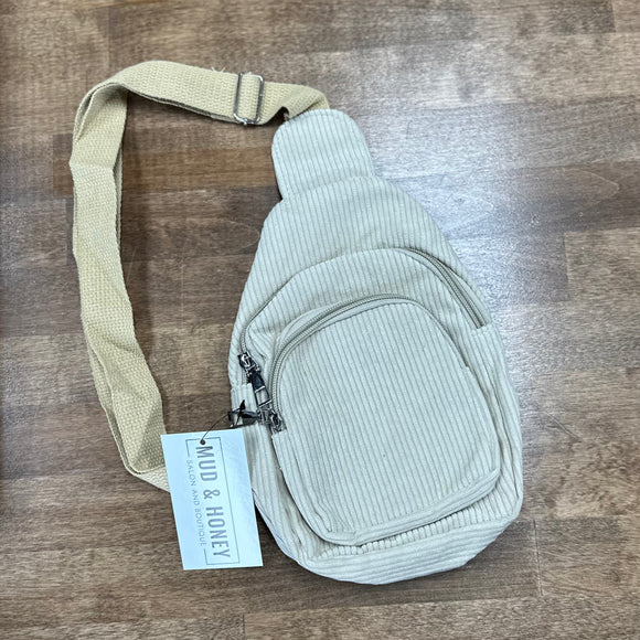 Corduroy Sling Bag - Beige